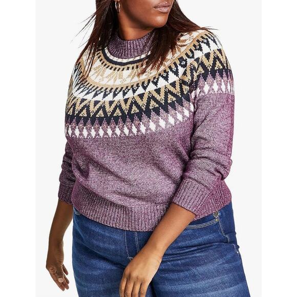 Tommy Hilfiger Sweater 2X Purple and Gold Shimmer NWT - Picture 1 of 9